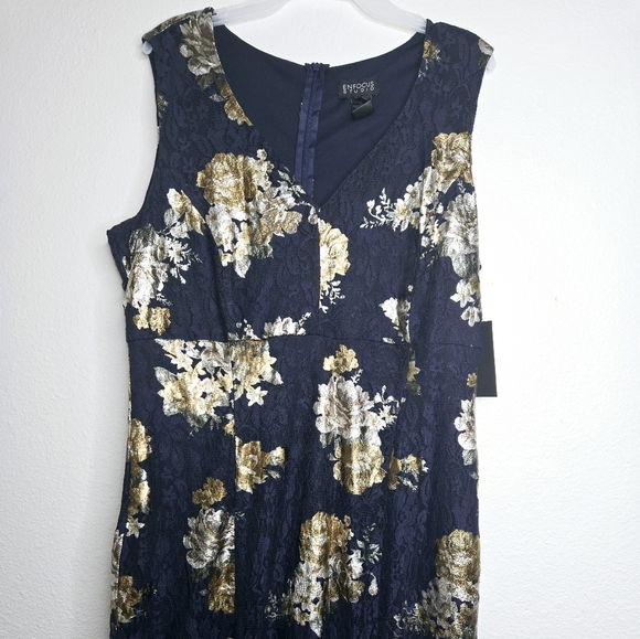 EnFocus Studio Navy blue Maxi dress with Floral design Sz 14 - Picture 2 of 13